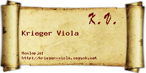Krieger Viola névjegykártya